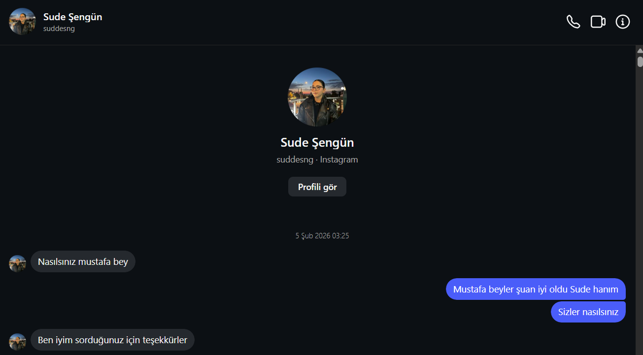 İlk İnstagram Mesajı